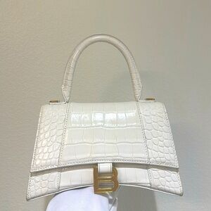Balenciaga Hourglass Small Croc-Embossed Top-Handle Bag
